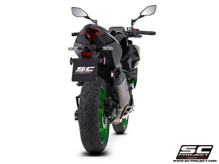 Kawasaki Z500 with SC-Project SC1-X titanium exhaust, 3/4 rear view