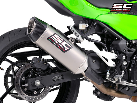 Kawasaki Ninja 500 with SC-Project SC1-X titanium exhaust, 3/4 rear view