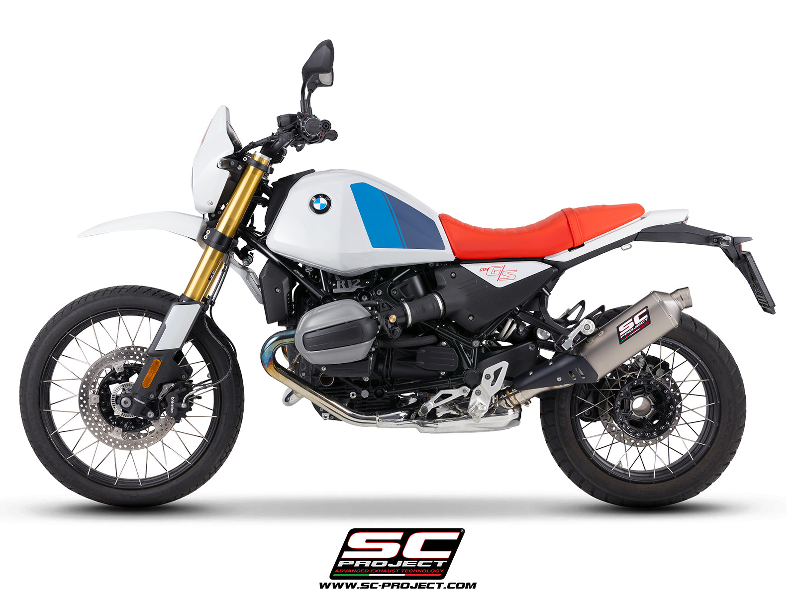 BMW R 12 G/S with SC-Project Rally Raid titanium exhaust, 3/4 rear view