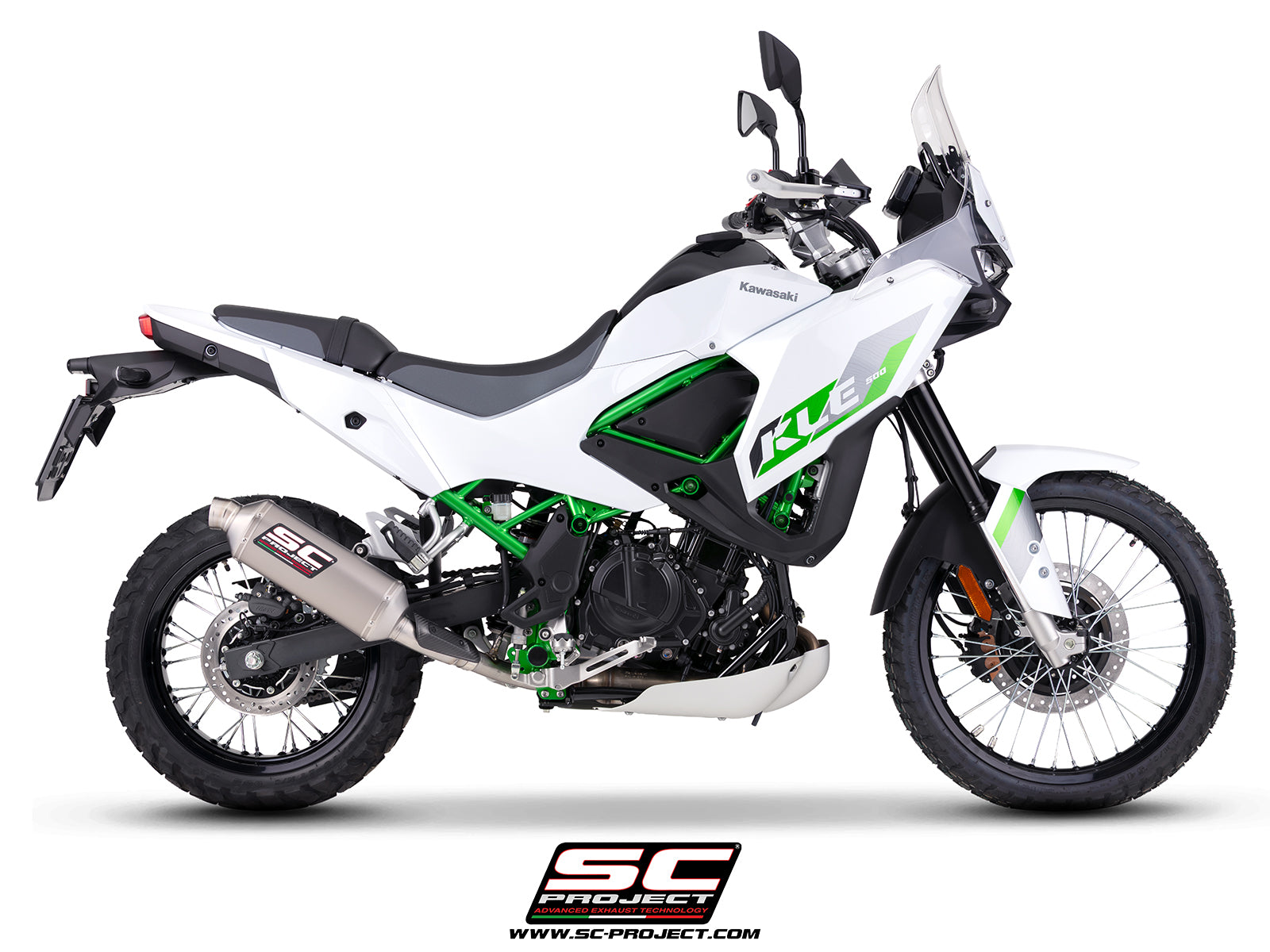 Kawasaki KLE 500 with SC-Project Rally Raid titanium exhaust, 3/4 rear view
