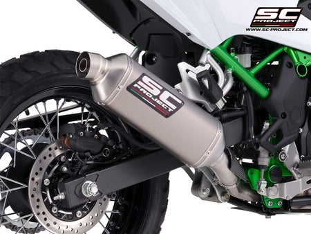 Kawasaki KLE 500 with SC-Project Rally Raid titanium exhaust, 3/4 rear view