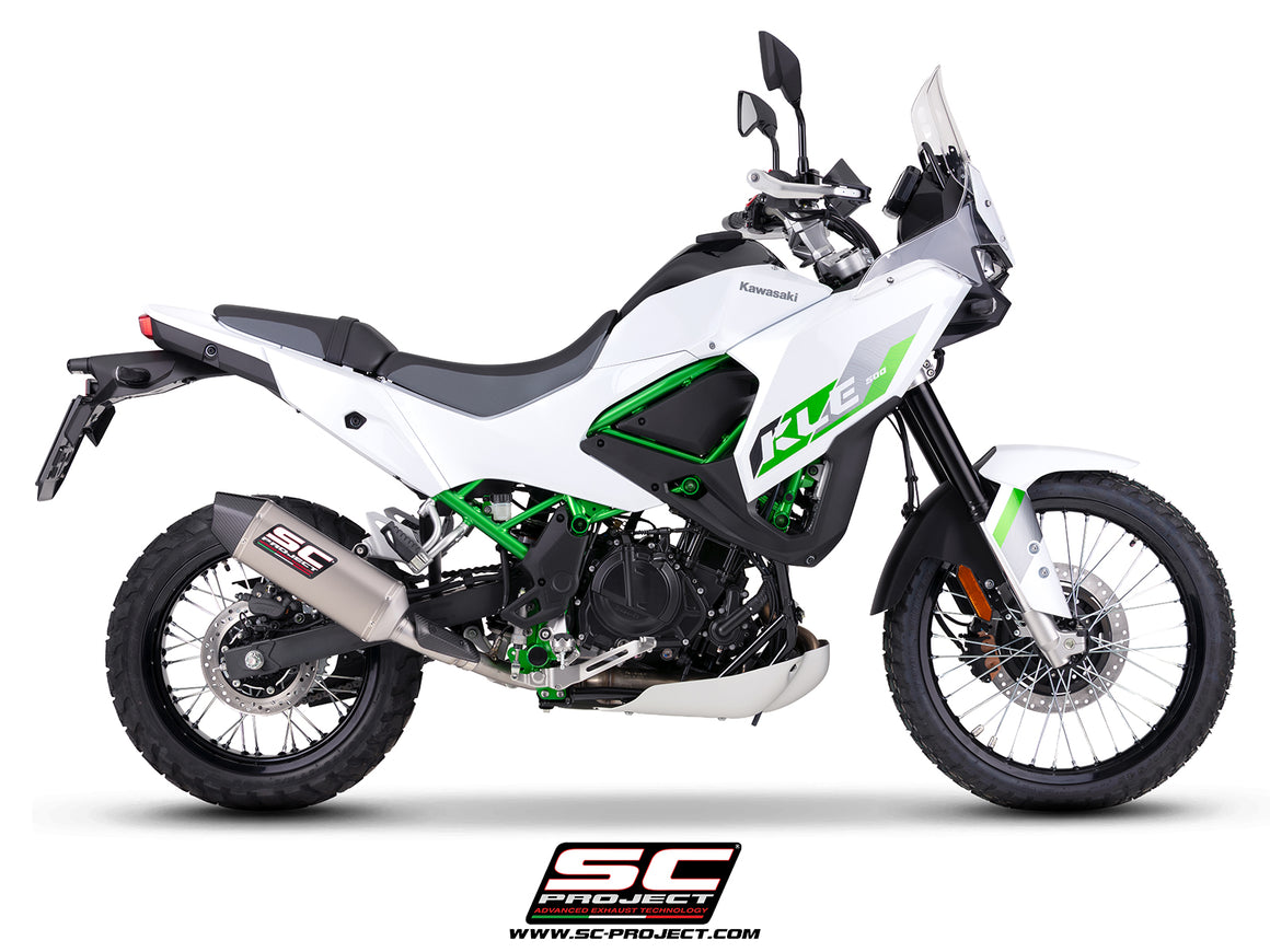 Kawasaki KLE 500 with SC-Project MX titanium exhaust, 3/4 rear view