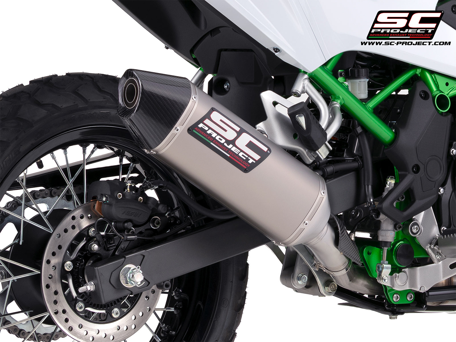 Kawasaki KLE 500 with SC-Project MX titanium exhaust, 3/4 rear view