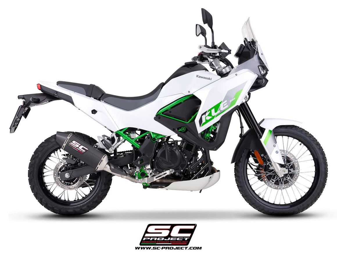 Kawasaki KLE 500 with SC-Project MX carbon fibre exhaust, 3/4 rear view