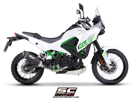 Kawasaki KLE 500 with SC-Project SC1-X carbon fibre exhaust, 3/4 rear view