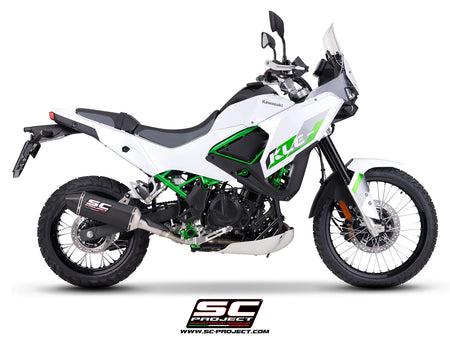 Kawasaki KLE 500 with SC-Project MX carbon fibre exhaust, 3/4 rear view