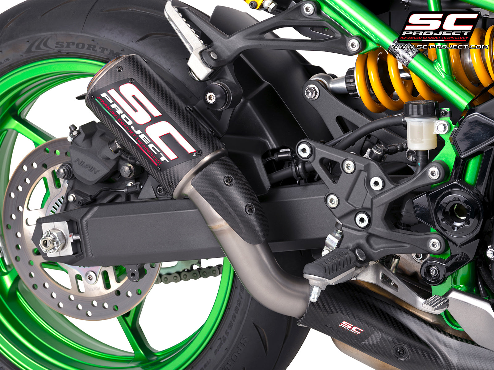 Picture of CR-T carbon fibre exhaust, with carbon fiber heel guard and protection