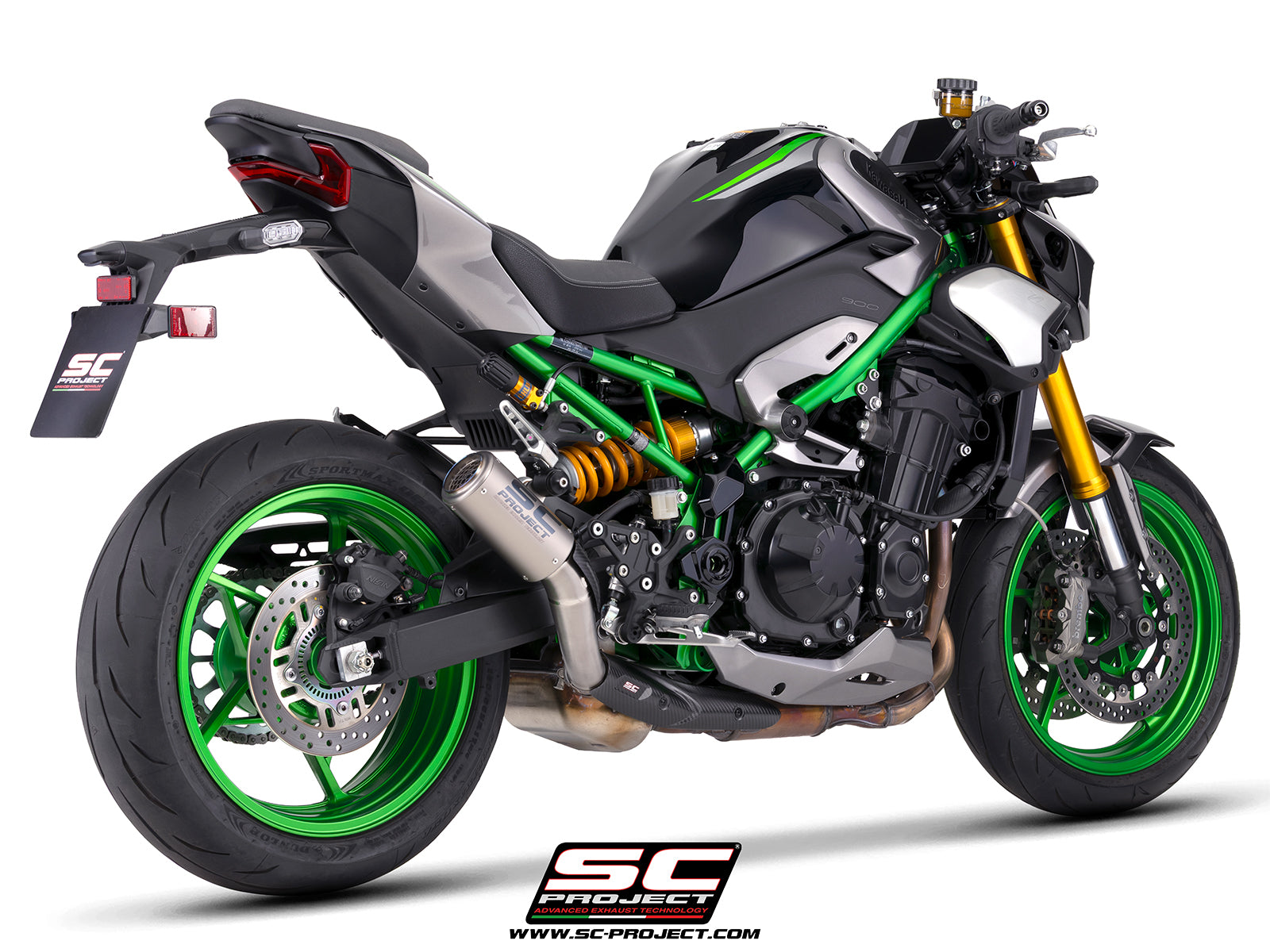 Picture of CR-T titanium exhaust, with carbon fiber heel guard and protection