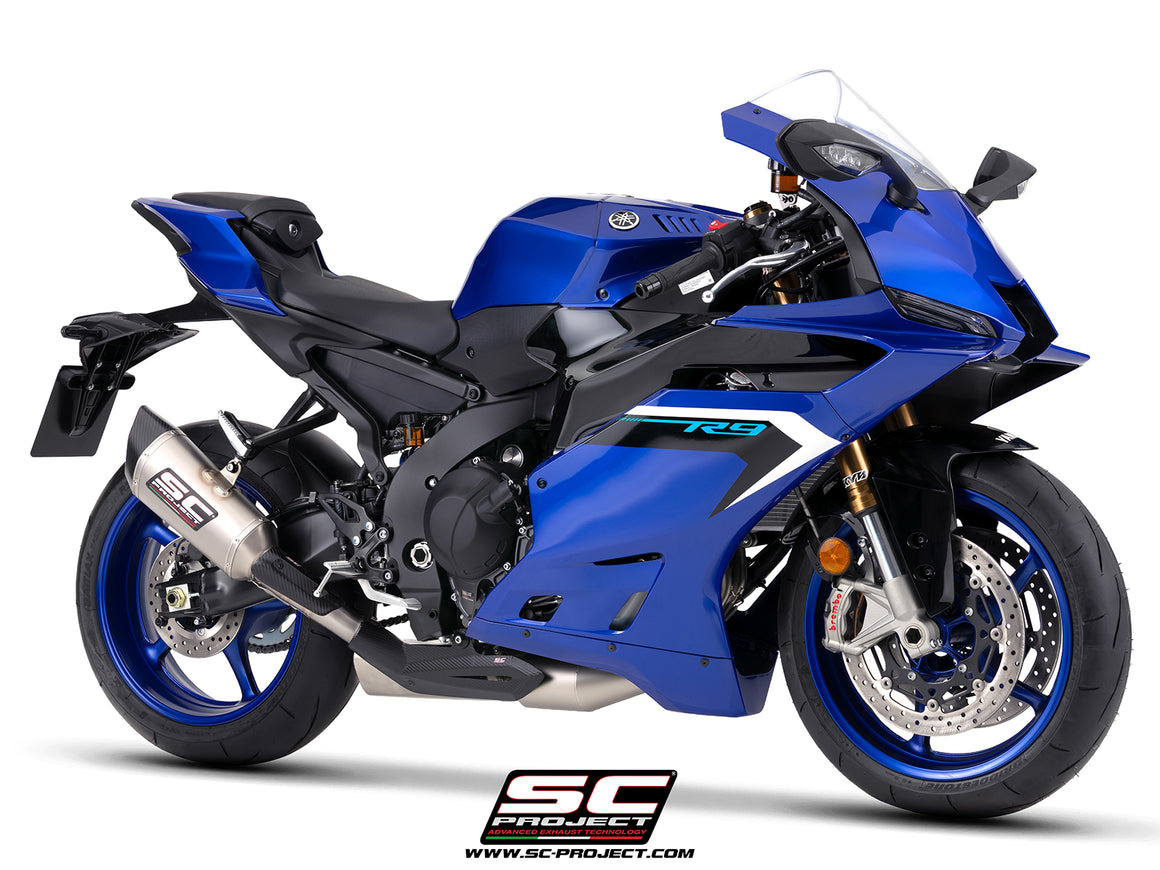 Yamaha R9 with SC-Project full exhaust system stainless steel, with SC1-R titanium exhaust, 3/4 rear view