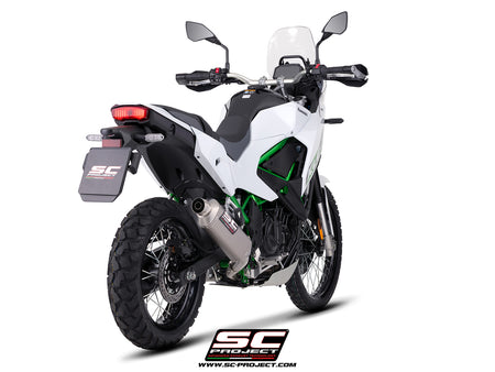 Kawasaki KLE 500 with SC-Project Rally Raid titanium exhaust, 3/4 rear view