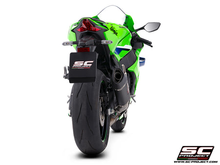 Kawasaki Ninja ZX-10R with SC-Project SC1-R carbon fibre exhaust, 3/4 rear view