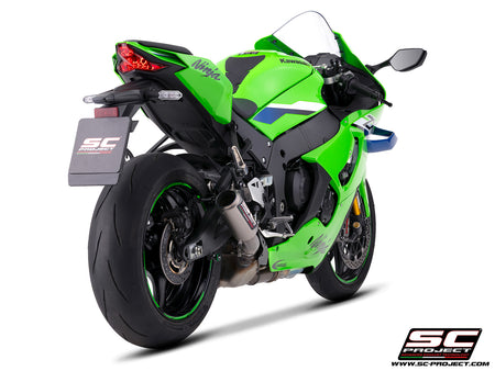 Kawasaki Ninja ZX-10R with SC-Project CR-T titanium exhaust, 3/4 rear view