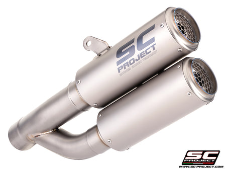 BMW R 12 nineT with SC-Project Twin CR-T titanium exhaust, 3/4 rear view