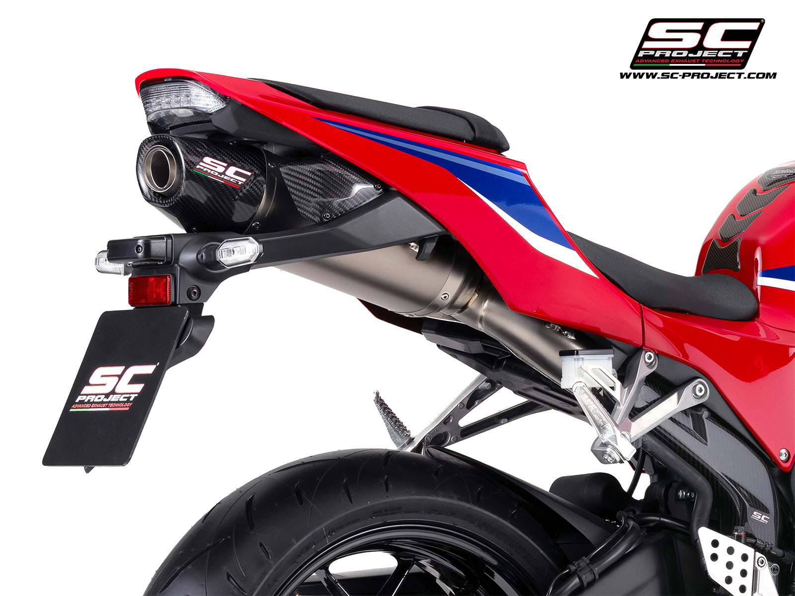 Honda CBR600RR with SC-Project SC-RR titanium exhaust, 3/4 rear view
