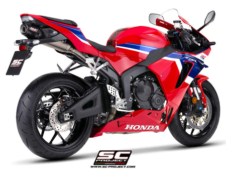 Honda CBR600RR with SC-Project SC-RR titanium exhaust, 3/4 rear view