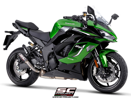 Kawasaki Ninja 1100SX with SC-Project CR-T carbon fibre exhaust, 3/4 rear view