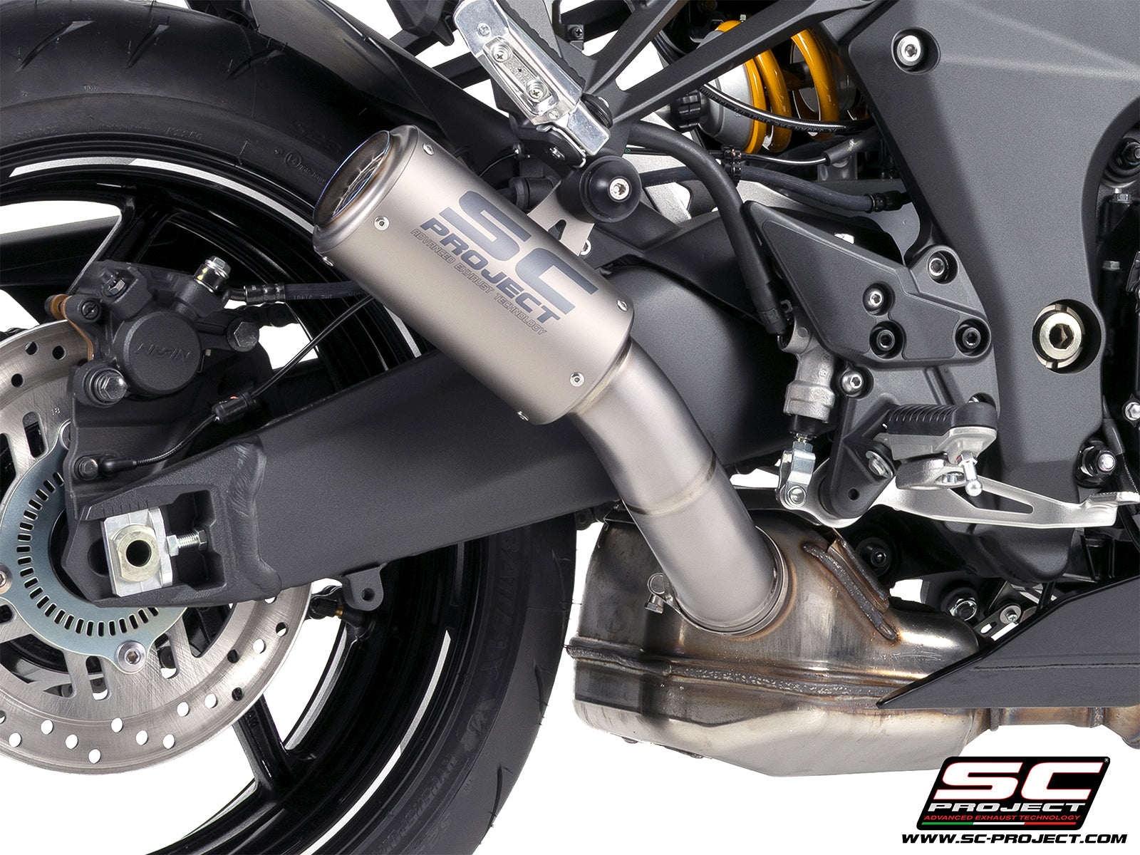 Kawasaki Ninja 1100SX with SC-Project CR-T titanium exhaust, 3/4 rear view