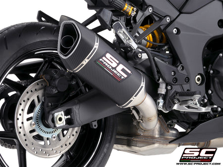 Kawasaki Ninja 1100SX with SC-Project SC1-R carbon fibre exhaust, 3/4 rear view