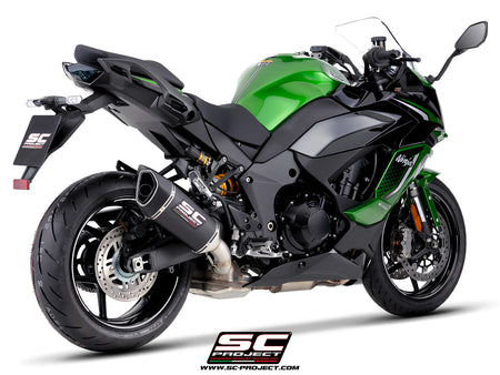 Kawasaki Ninja 1100SX with SC-Project SC1-R carbon fibre exhaust, 3/4 rear view