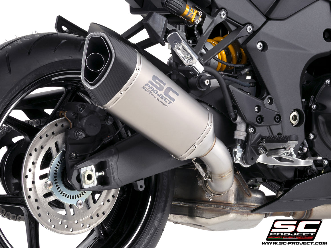 Kawasaki Ninja 1100SX with SC-Project SC1-R titanium exhaust, 3/4 rear view