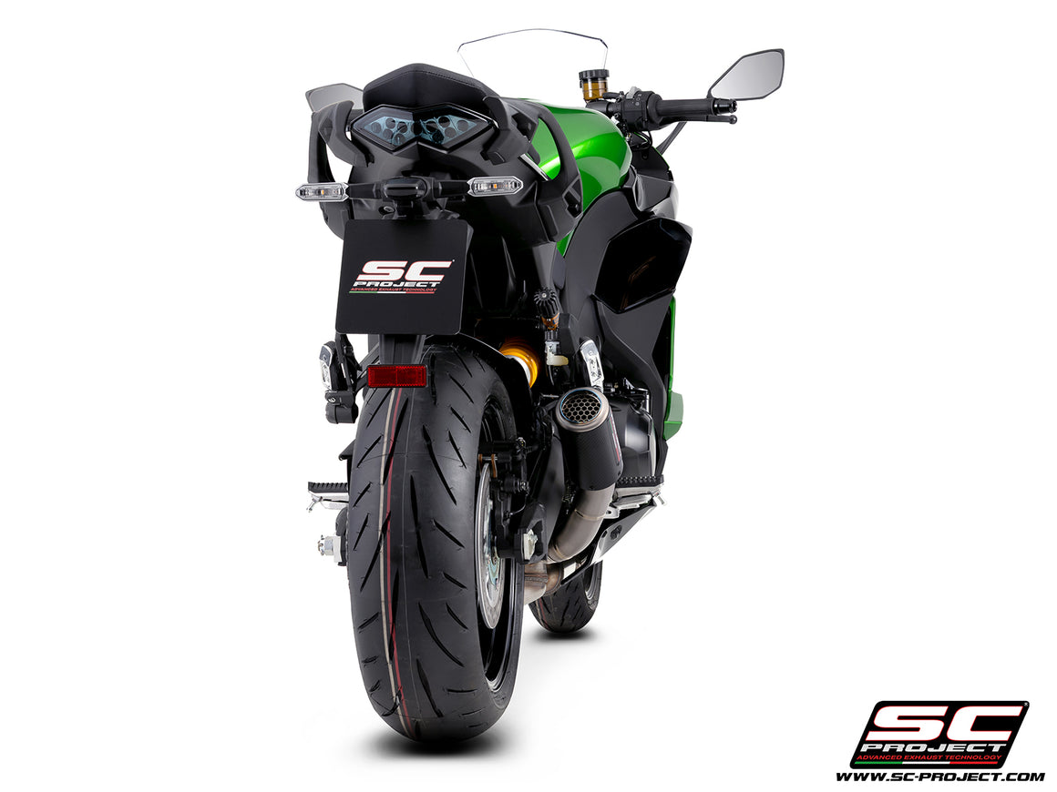 Kawasaki Ninja 1100SX with SC-Project CR-T carbon fibre exhaust, 3/4 rear view