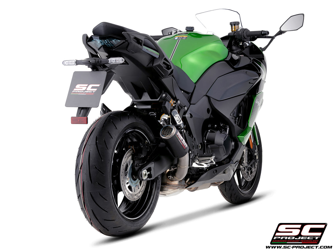 Kawasaki Ninja 1100SX with SC-Project CR-T carbon fibre exhaust, 3/4 rear view
