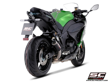 Kawasaki Ninja 1100SX with SC-Project CR-T carbon fibre exhaust, 3/4 rear view
