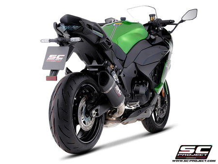 Kawasaki Ninja 1100SX with SC-Project SC1-R carbon fibre exhaust, 3/4 rear view