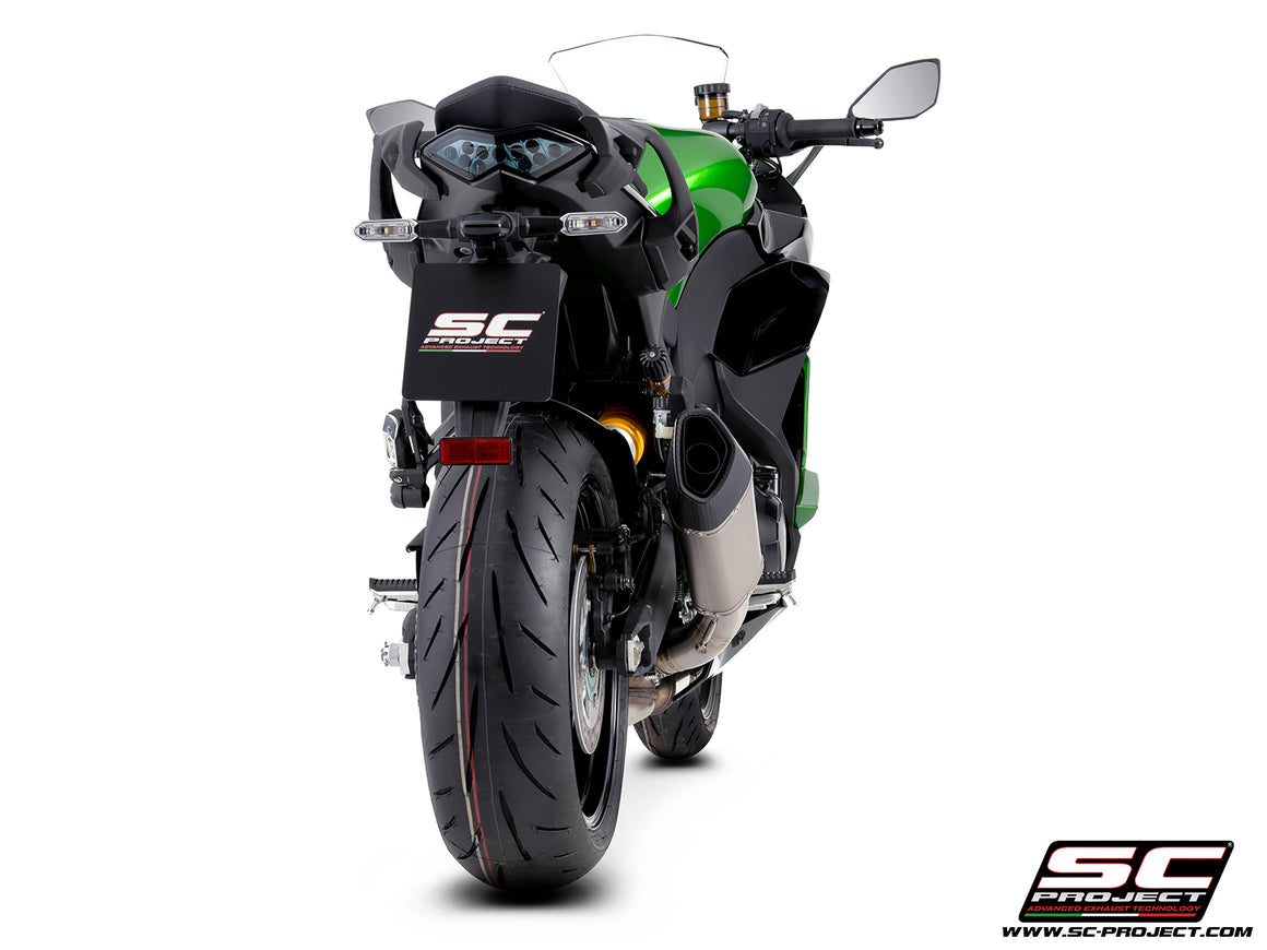 Kawasaki Ninja 1100SX with SC-Project SC1-R titanium exhaust, 3/4 rear view
