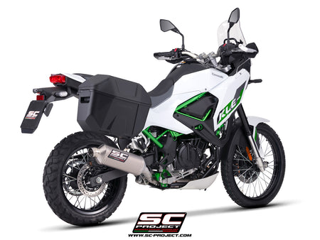 Kawasaki KLE 500 with SC-Project Rally Raid titanium exhaust, 3/4 rear view