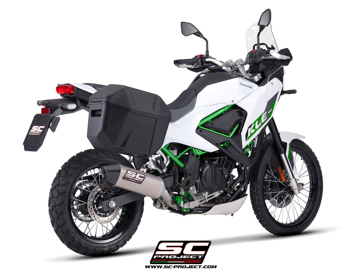Kawasaki KLE 500 with SC-Project MX titanium exhaust, 3/4 rear view