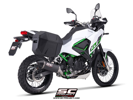 Kawasaki KLE 500 with SC-Project MX carbon fibre exhaust, 3/4 rear view