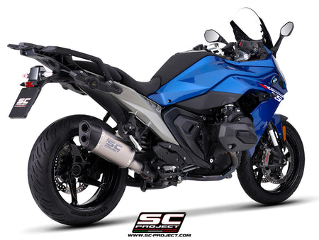 BMW R 1300 RS with SC-Project Adventure-R titanium exhaust, 3/4 rear view