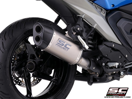 BMW R 1300 RS with SC-Project Adventure-R titanium exhaust, 3/4 rear view