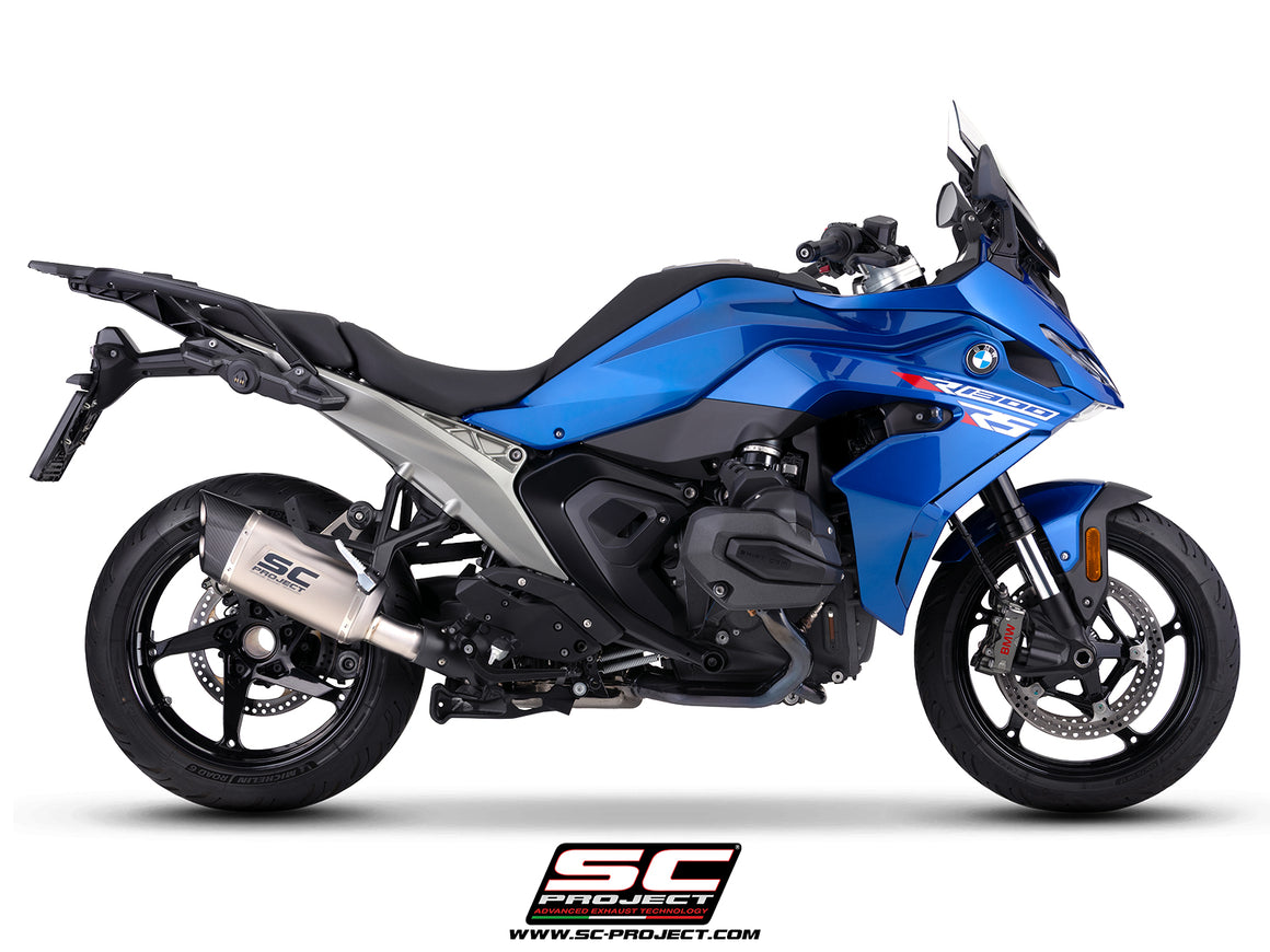 BMW R 1300 RS with SC-Project Adventure-R titanium exhaust, 3/4 rear view