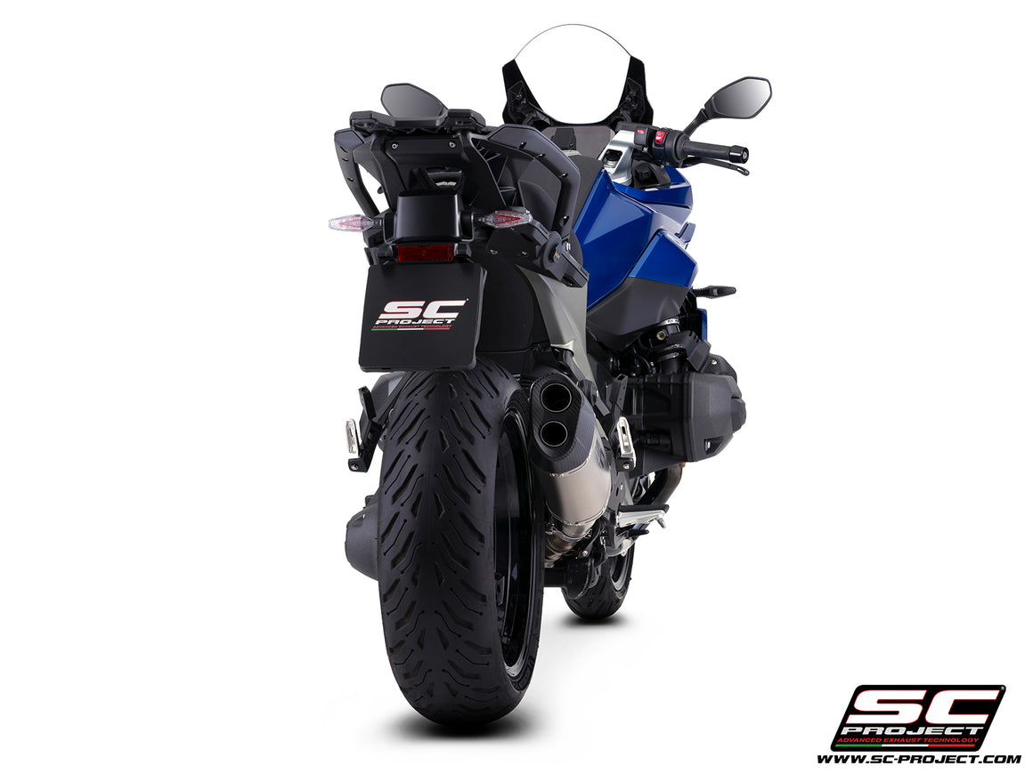 BMW R 1300 RS with SC-Project Adventure-R titanium exhaust, 3/4 rear view