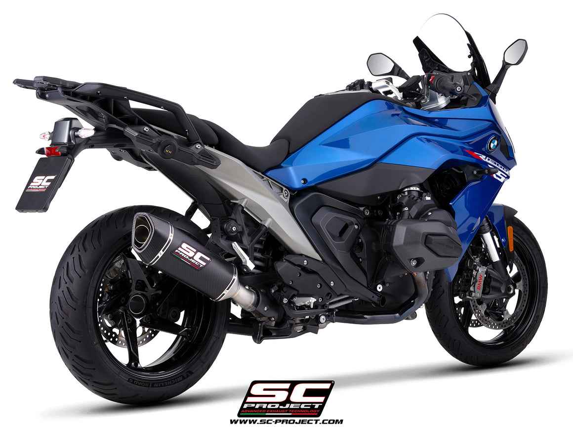 BMW R 1300 RS with SC-Project SC1-R carbon fibre exhaust, 3/4 rear view