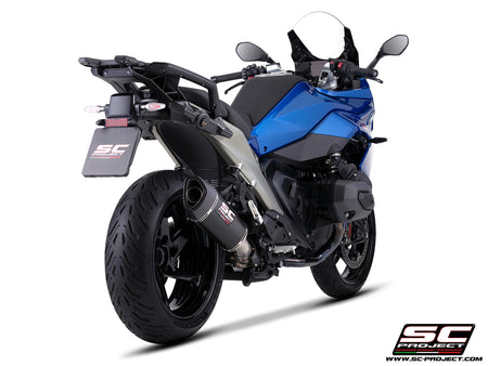 BMW R 1300 RS with SC-Project SC1-R carbon fibre exhaust, 3/4 rear view