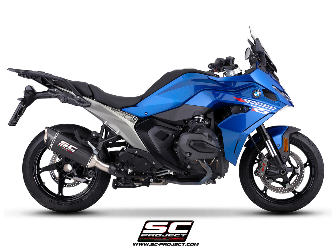 BMW R 1300 RS with SC-Project SC1-R carbon fibre exhaust, 3/4 rear view