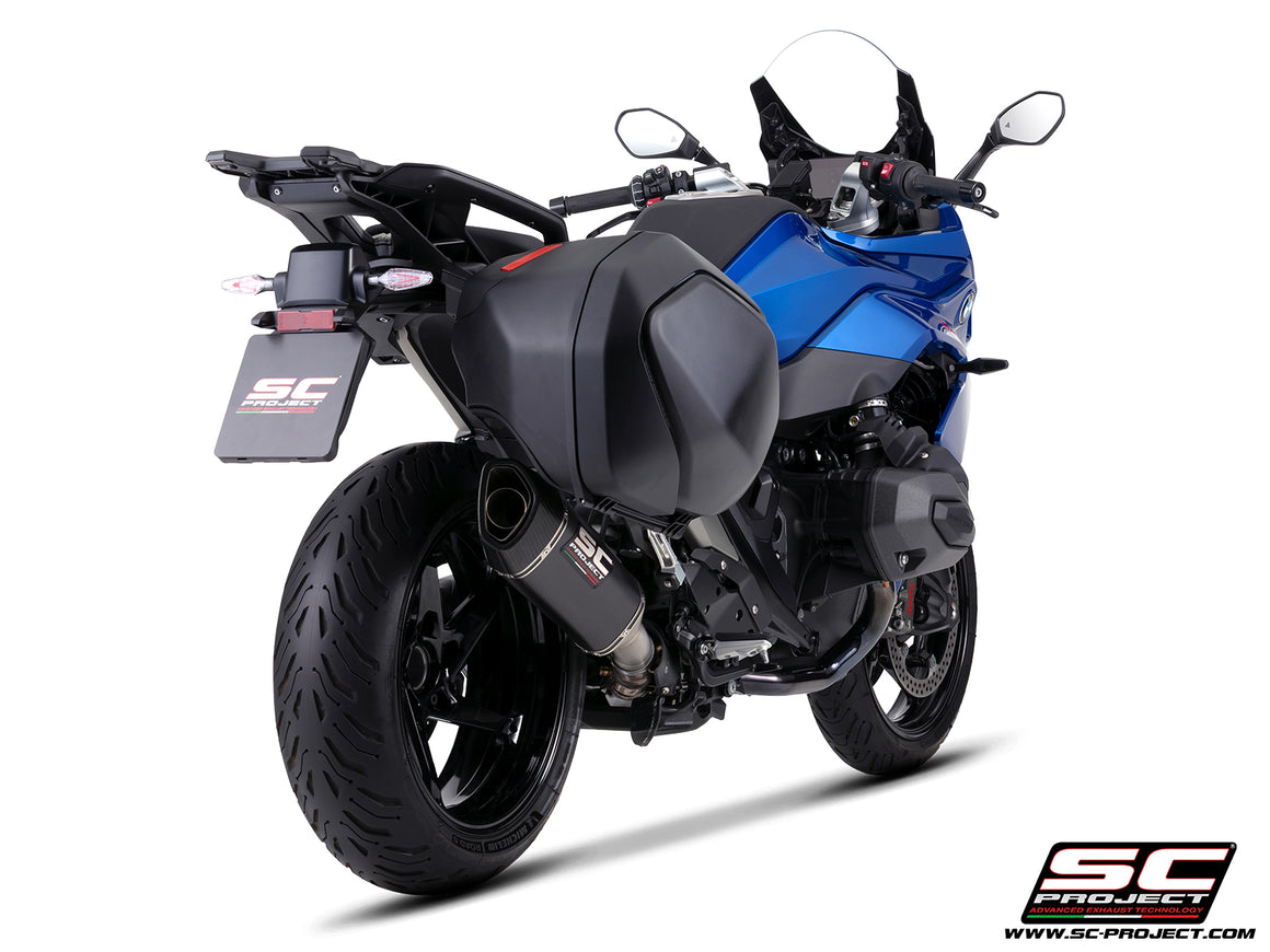 BMW R 1300 RS with SC-Project SC1-R carbon fibre exhaust, 3/4 rear view