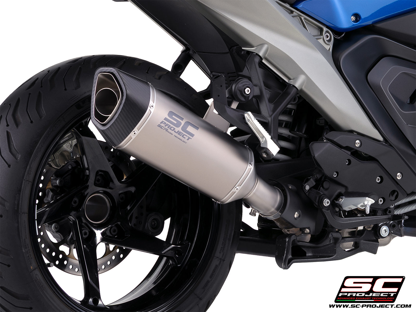 BMW R 1300 RS with SC-Project SC1-R titanium exhaust, 3/4 rear view