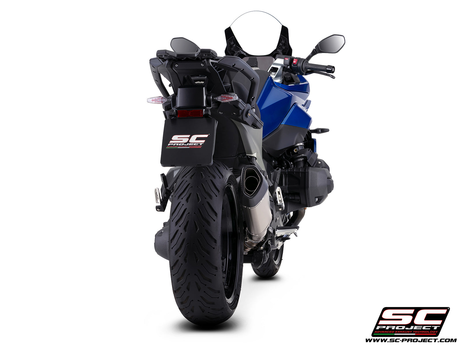 BMW R 1300 RS with SC-Project SC1-R titanium exhaust, 3/4 rear view