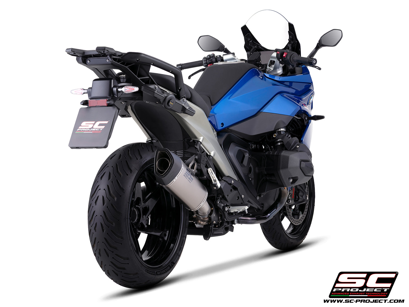 BMW R 1300 RS with SC-Project SC1-R titanium exhaust, 3/4 rear view