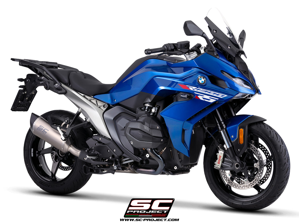 BMW R 1300 RS with SC-Project SC1-R titanium exhaust, 3/4 rear view