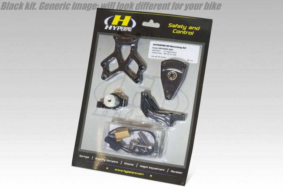 Hyperpro Fork Dampers + Parts - Steering Damper Mount Kit Black Cf Moto 80