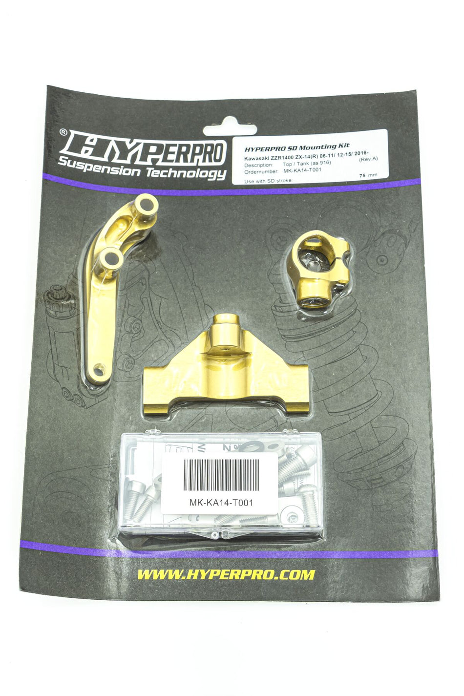 Hyperpro Handlebar Dampers + Parts - Steering Damper Mounting Kit Kawasaki