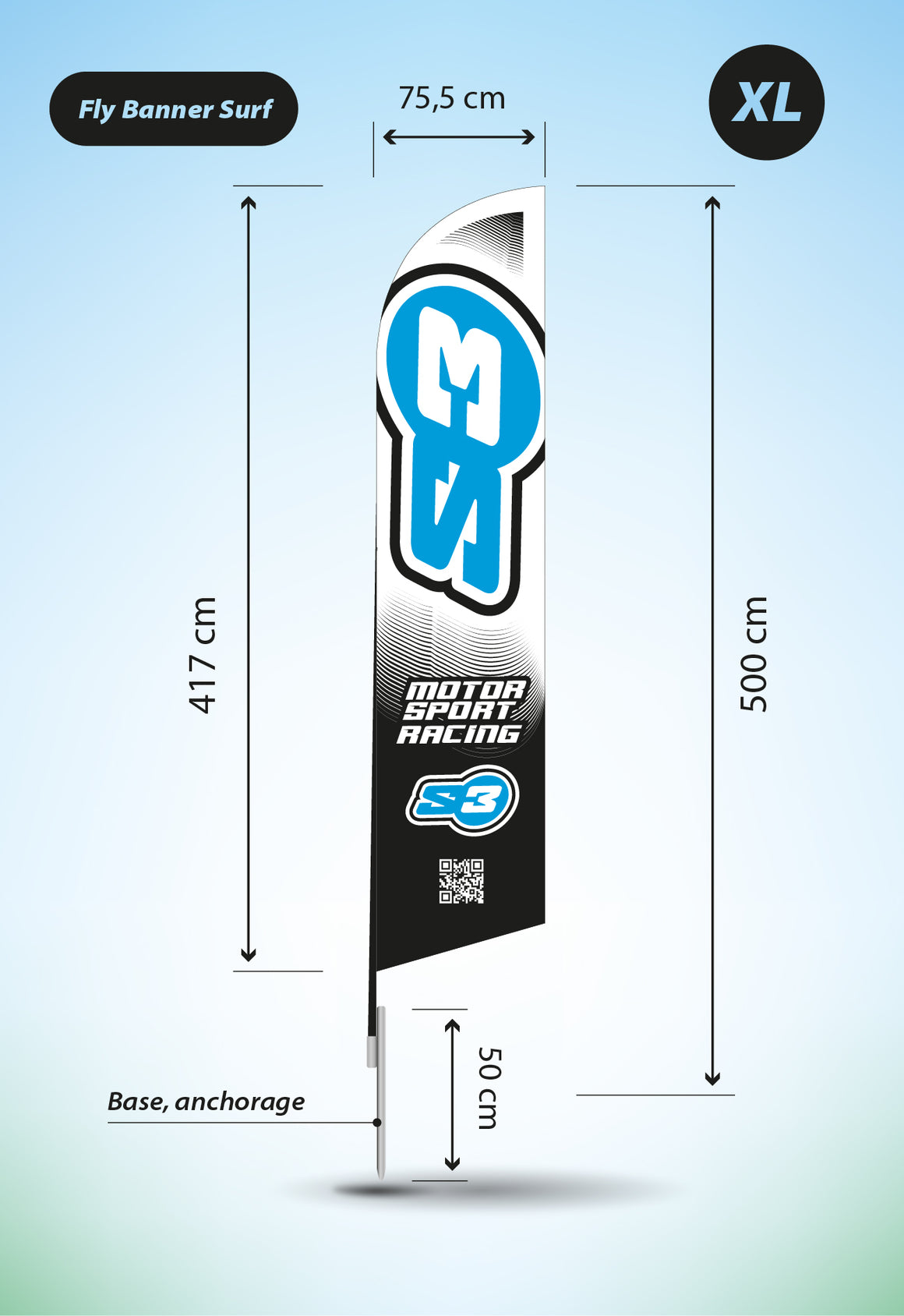 S3 Parts FLY BANNER SURF XL 75,5 X 417 CCM