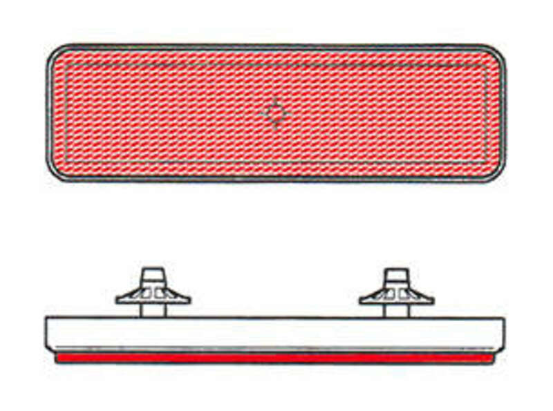 RECHTHOEKIGE REFLECTOR  ROOD  BEVESTIGING 2 CLIPS