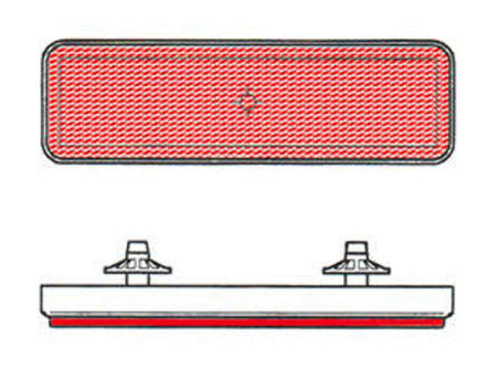 RECHTHOEKIGE REFLECTOR  ROOD  BEVESTIGING 2 CLIPS