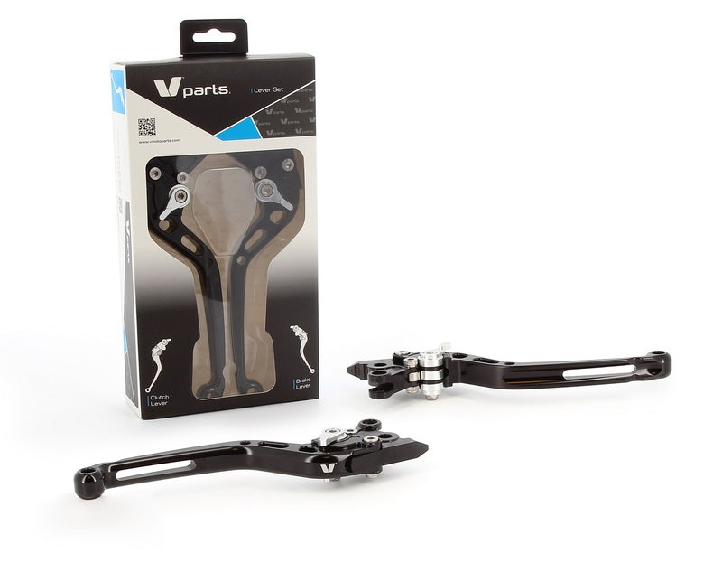 V PARTS Standaard hendels 175mm massief zwart/aluminium schroefwerk met adapters per paar Buell